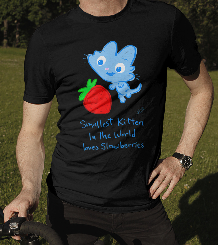Smallest Kitten In The World Loves Strawberries T-Shirt