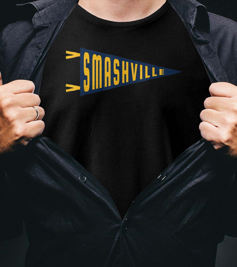 Smashville Pennant Flag Nashville Hockey T-Shirt