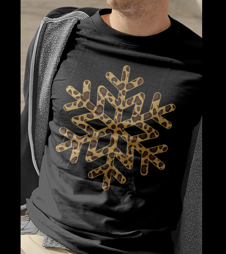 Snowflake Christmas Leopard Print Winter T-Shirt
