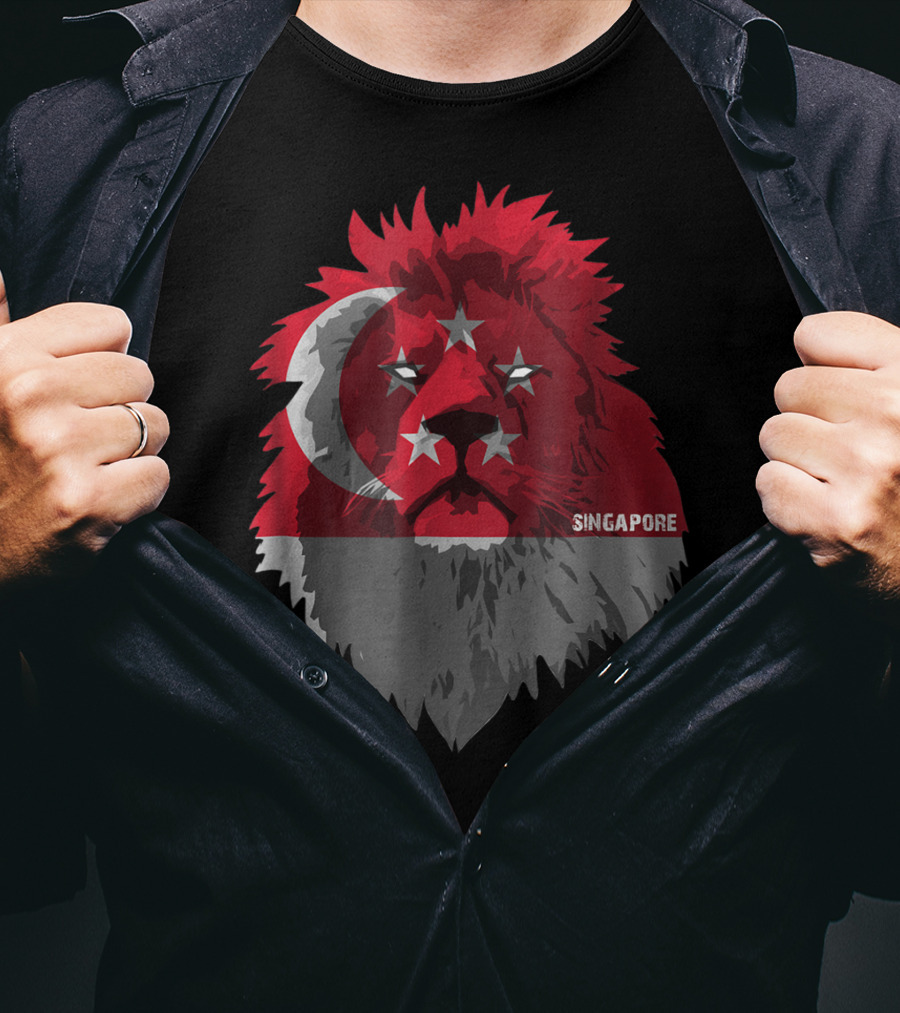 Singapore National Pride Lion Flag Soccer Team T-Shirt