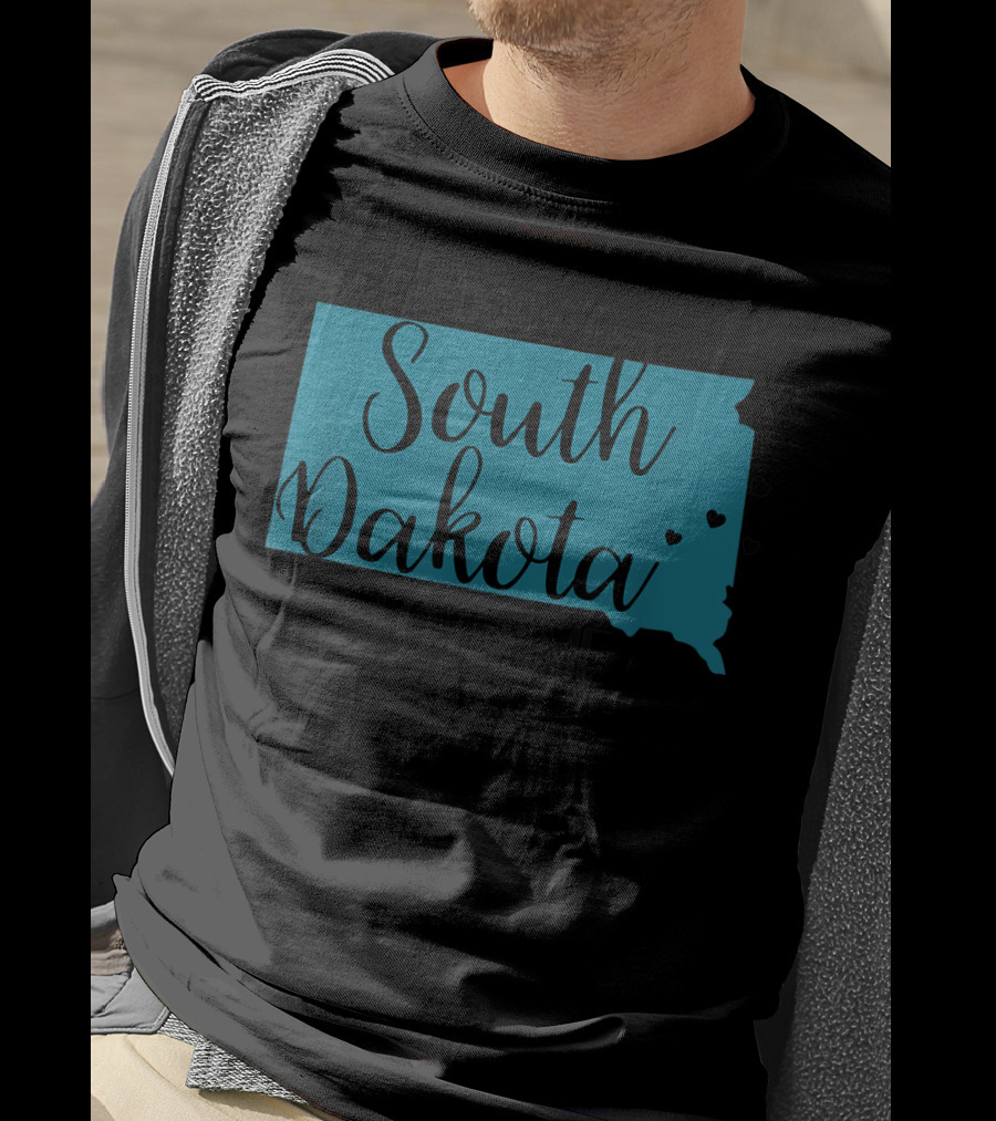 Somebody In South Dakota Loves Me With State Map And Heart Accents T-Shirt