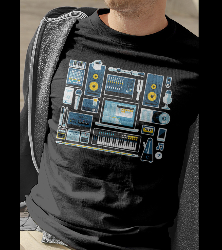 Music Production Essentials Sound Engineer Audio Equipment Collection T-Shirt