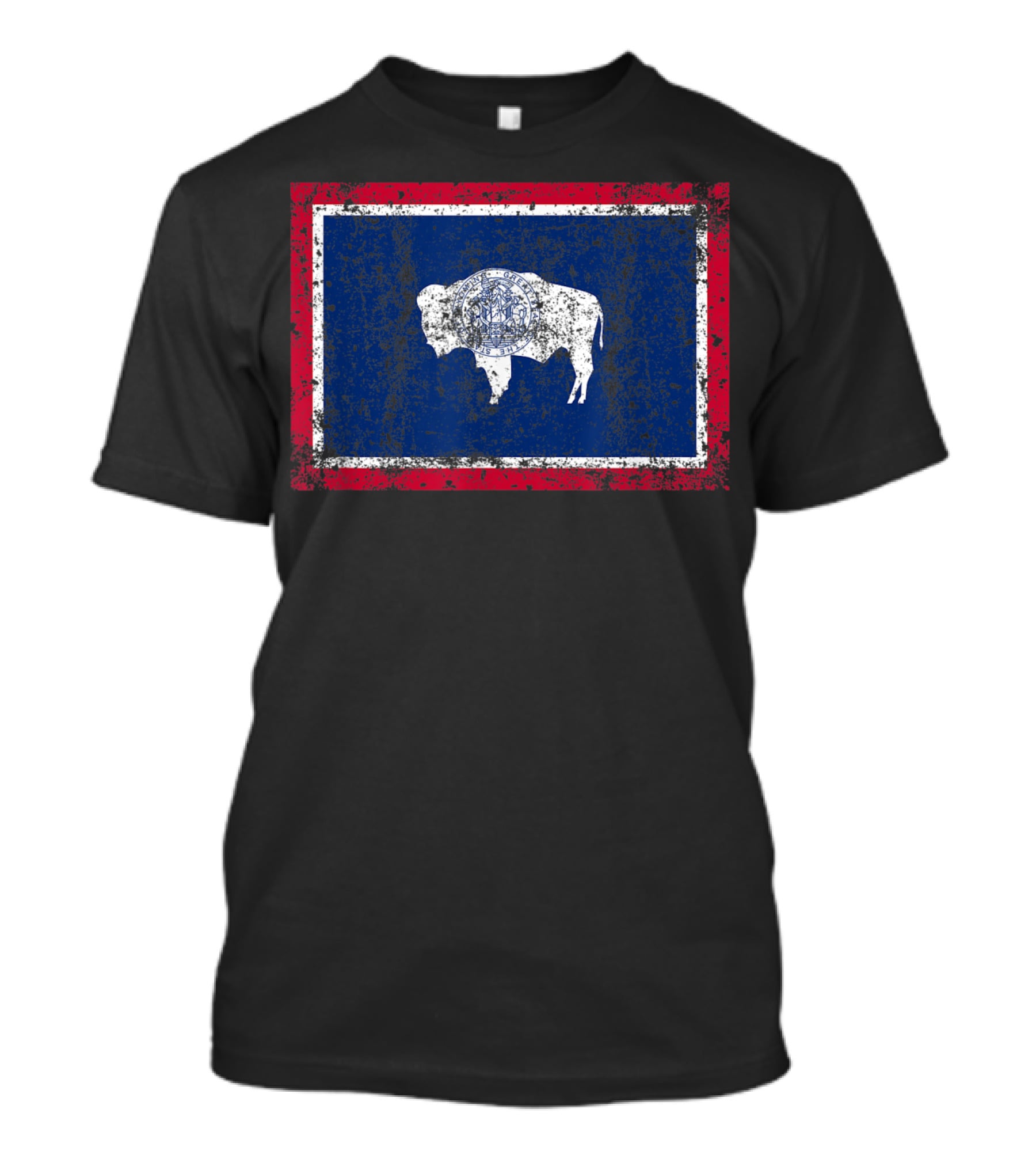 State Of Wyoming Flag Vintage Fall Buffalo T-Shirt