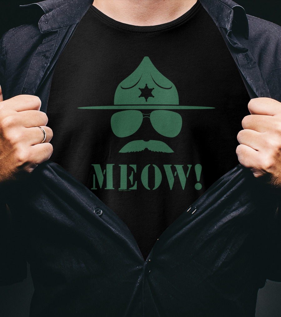 Super Troopers Meow Sheriff Hat And Aviators T-Shirt
