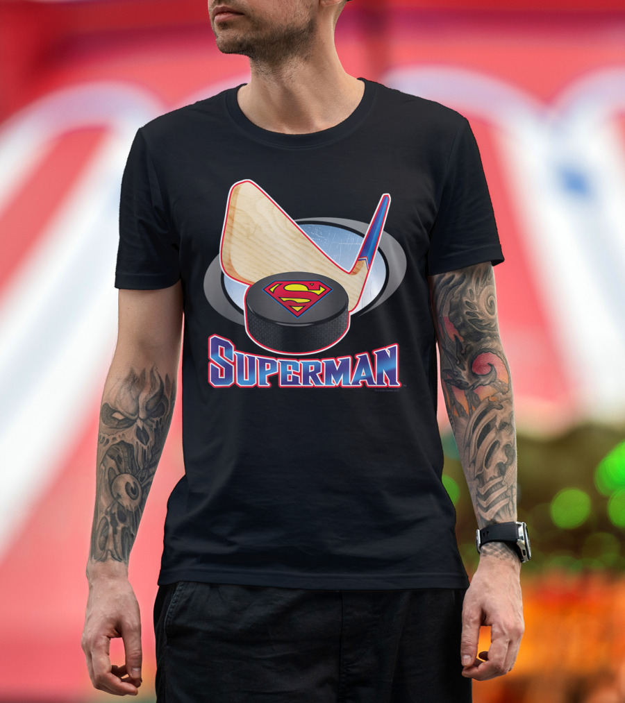 Superman Hockey Stick Puck T-Shirt