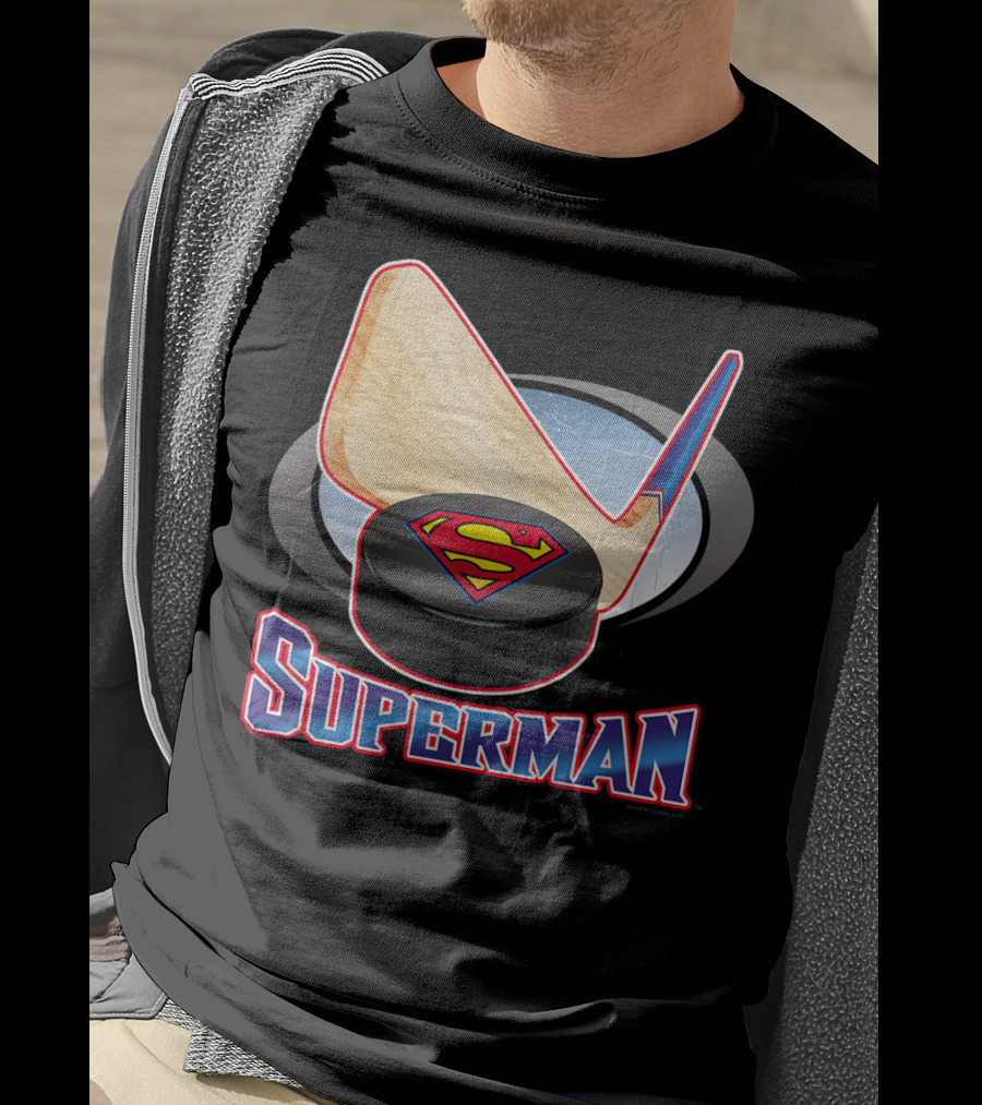 Superman Hockey Stick Puck T-Shirt