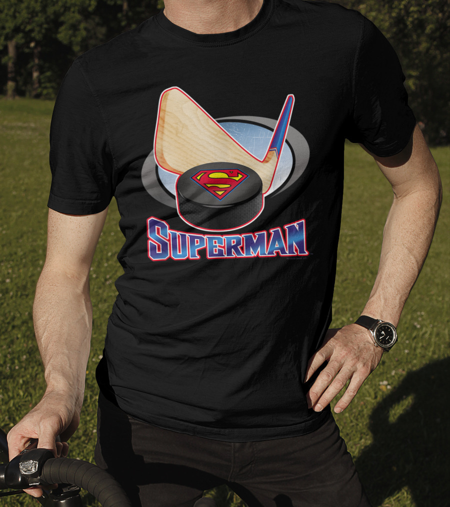 Superman Hockey Stick Puck T-Shirt