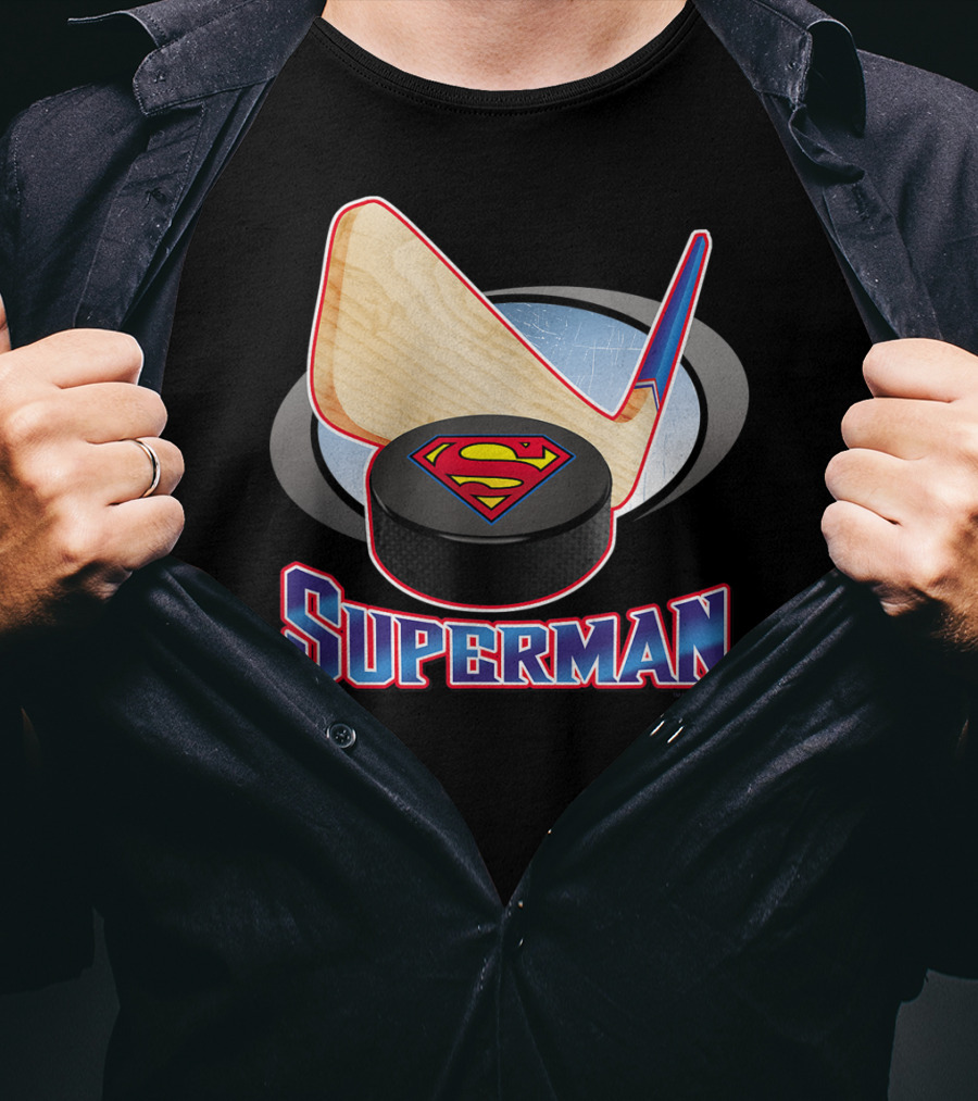 Superman Hockey Stick Puck T-Shirt