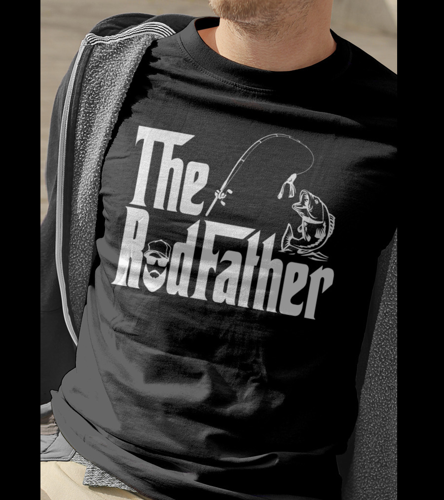 The RodFather Fishing Rod Fish Reel Bearded Man T-Shirt