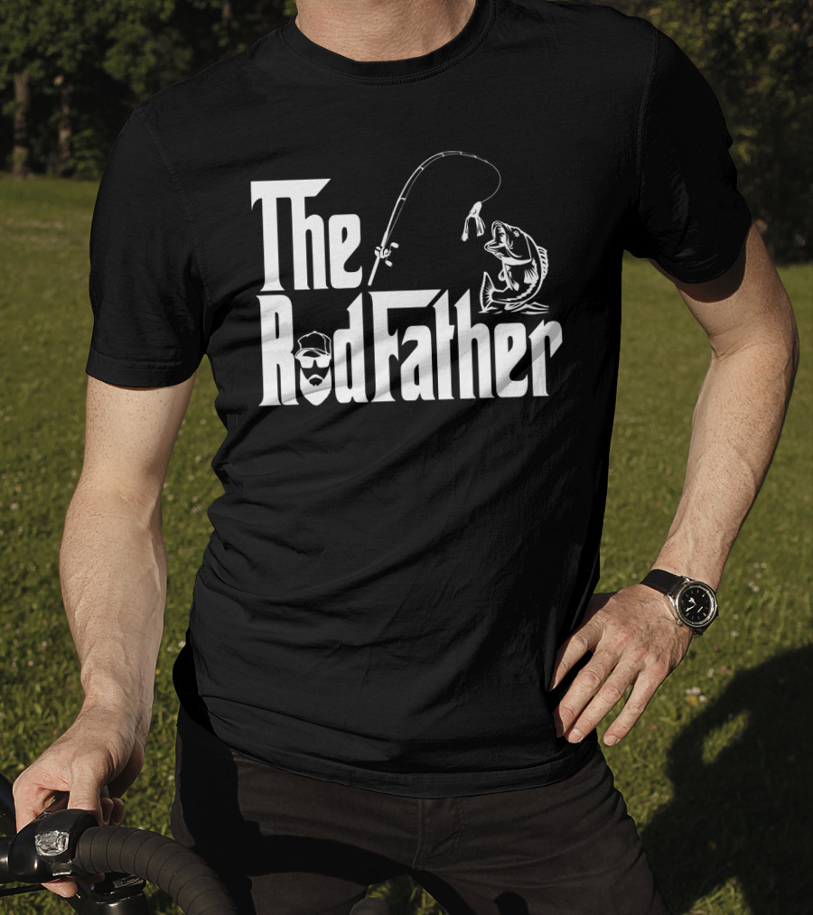 The RodFather Fishing Rod Fish Reel Bearded Man T-Shirt