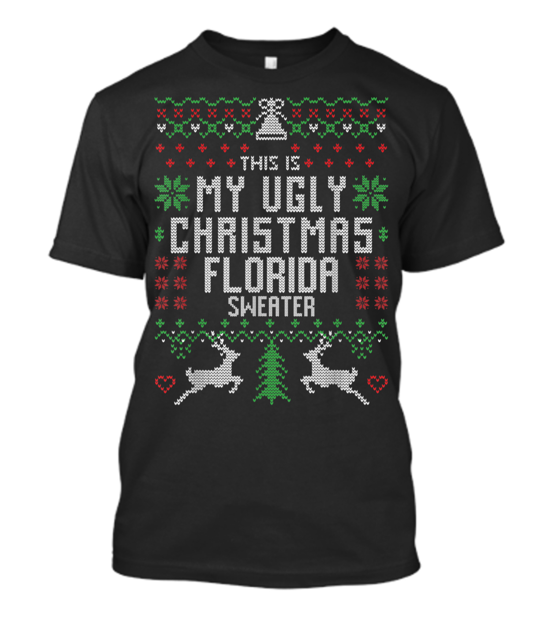 The Is My Ugly Christmas Florida Sweater Reindeer Tree Bells T-Shirt