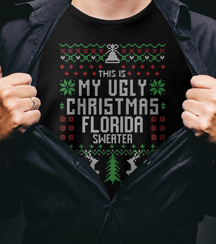 The Is My Ugly Christmas Florida Sweater Reindeer Tree Bells T-Shirt