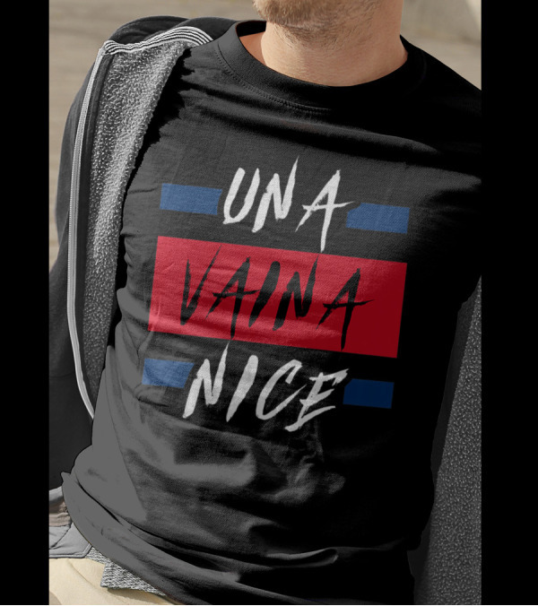 Una Vaina Nice Funny Dominican Bold Red And Blue Text T-Shirt