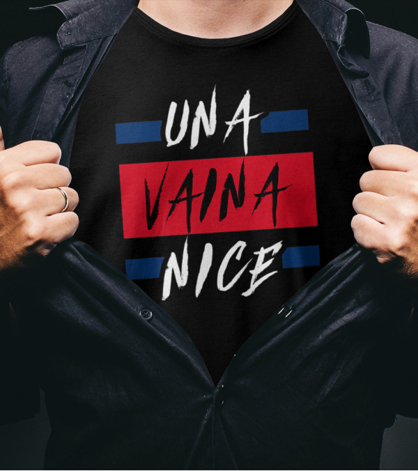 Una Vaina Nice Funny Dominican Bold Red And Blue Text T-Shirt