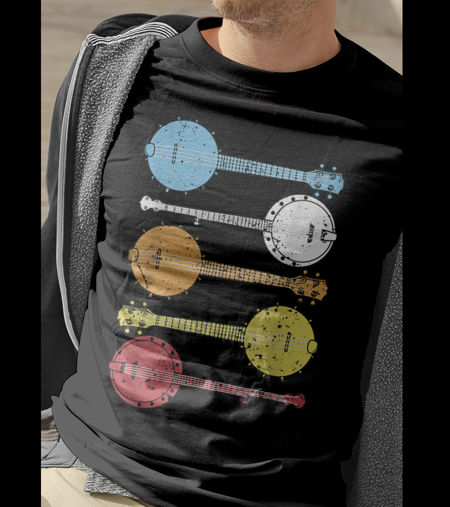 Vintage Banjo Country Music Colorful Banjos T-Shirt