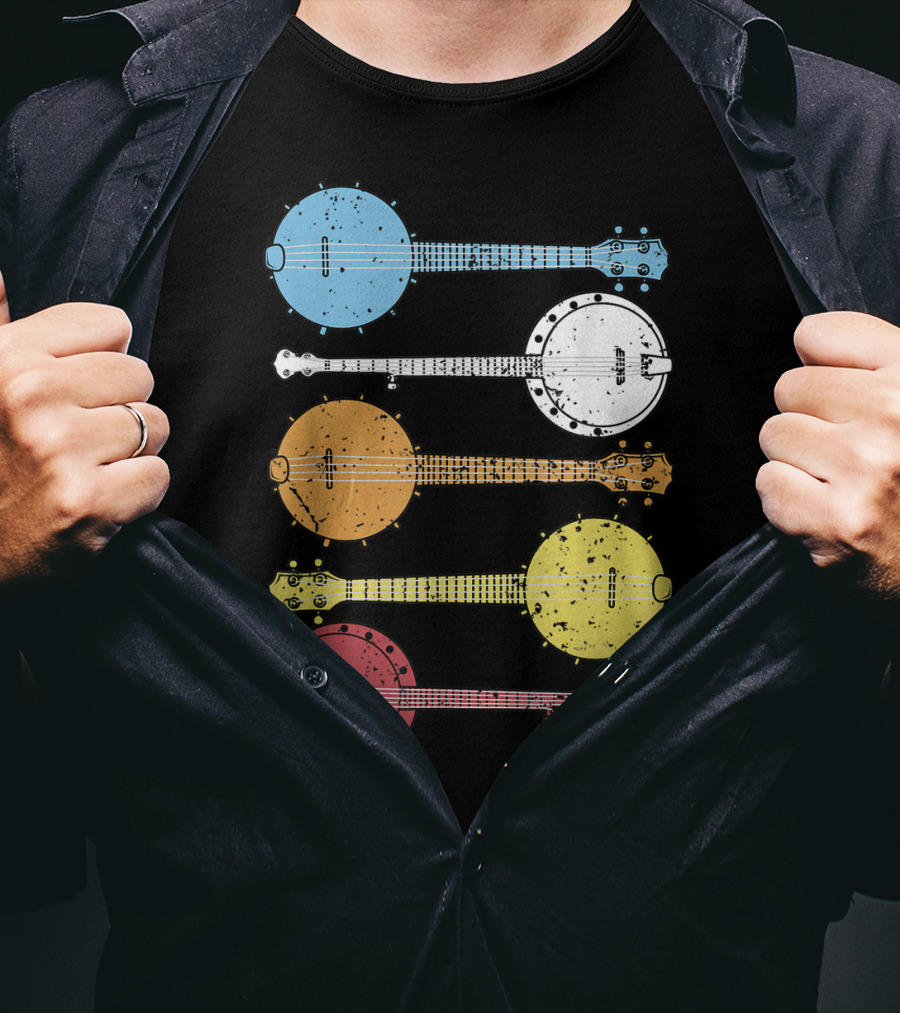 Vintage Banjo Country Music Colorful Banjos T-Shirt