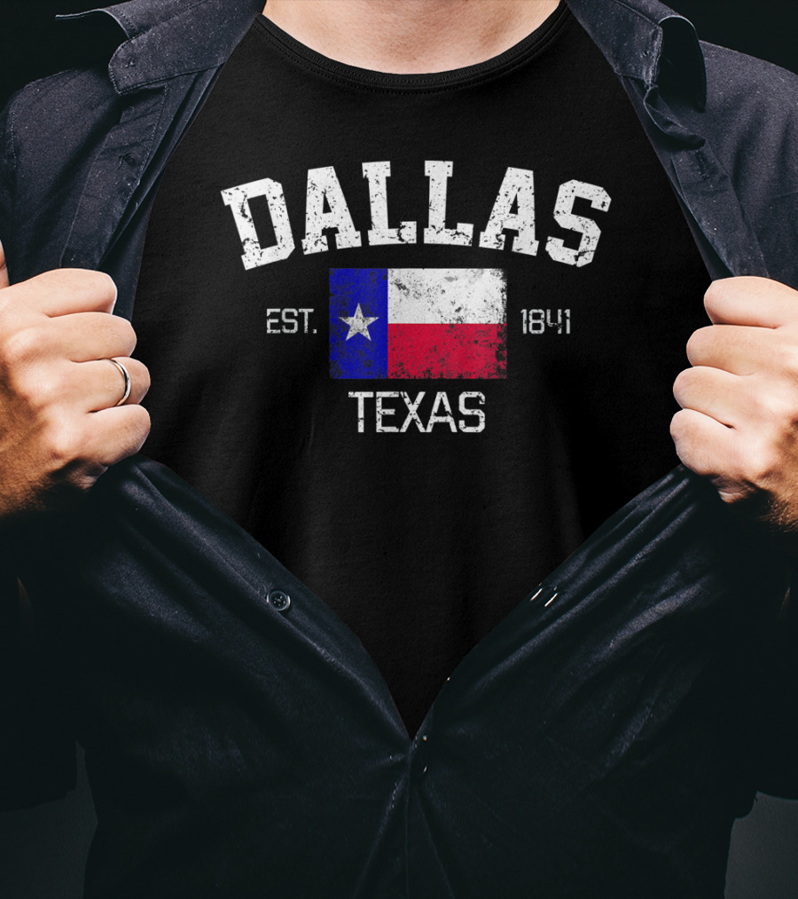 Dallas Texas Est 1841 Vintage Texas Flag Iconic T-Shirt