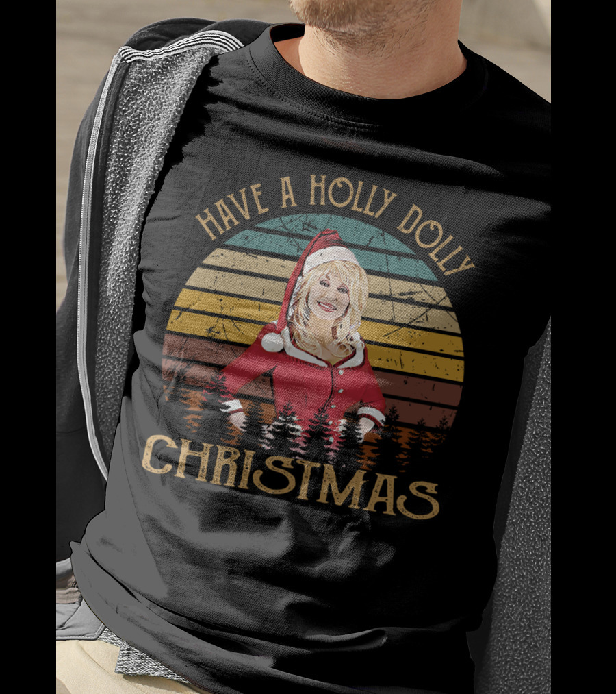 Have A Holly Dolly Christmas Vintage Dolly Xmas T-Shirt