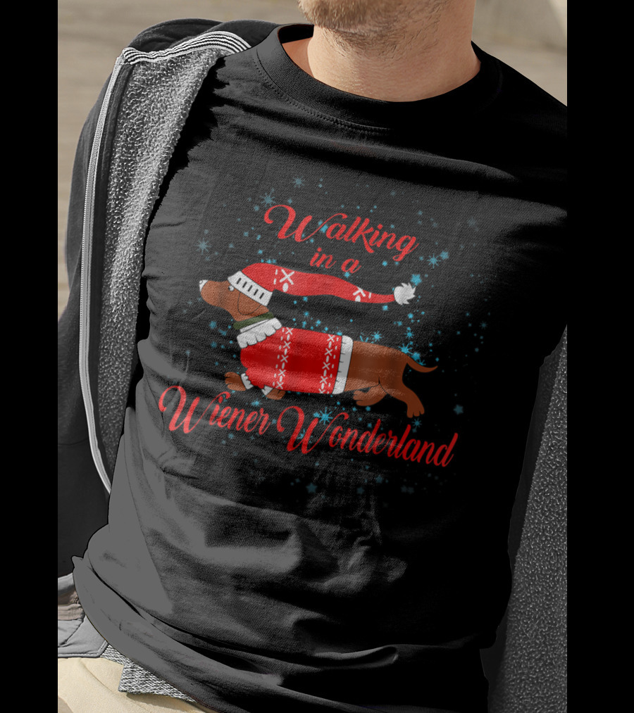 Walking In A Wiener Wonderland Christmas Dachshund Dog Winter T-Shirt
