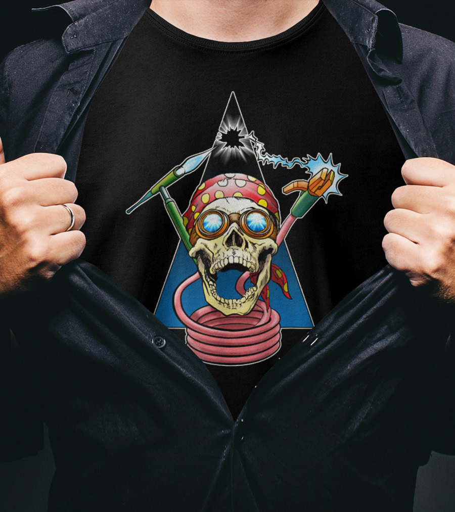 Welder Skull Welding Sparks Bandana Retro Mask T-Shirt
