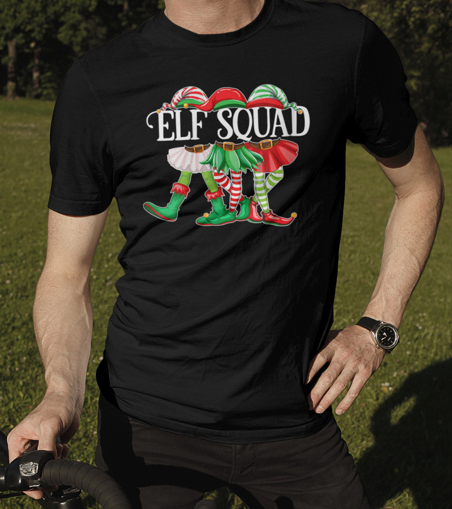 ELF SQUAD Christmas Elves In Festive Attire With Candy Cane Stripes T-Shirt