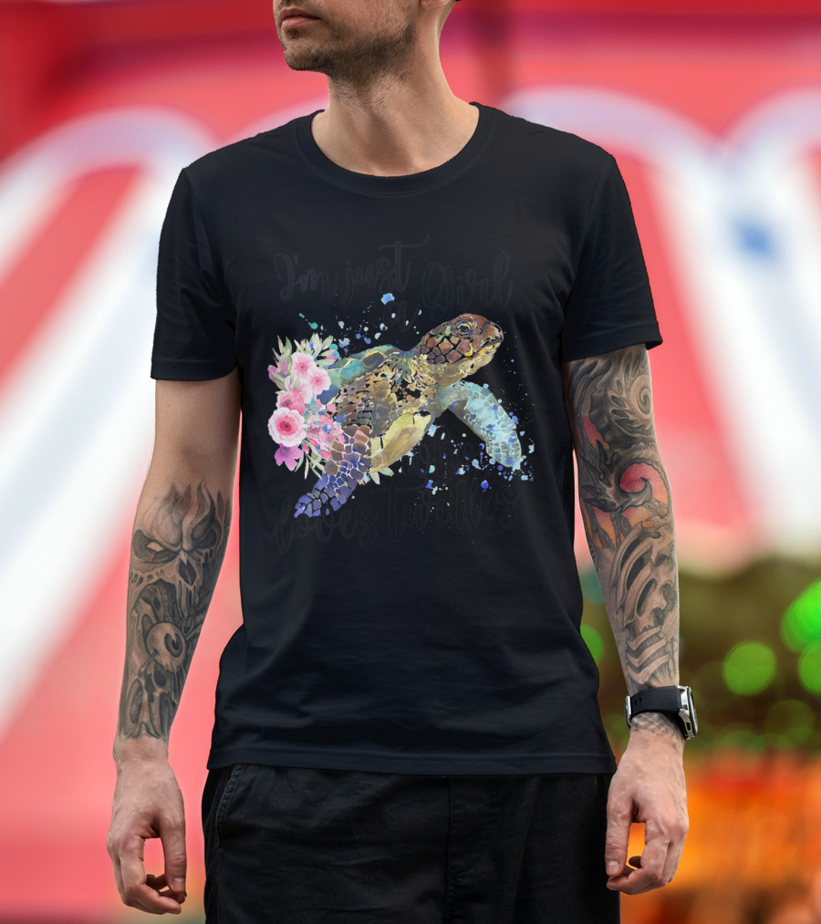 I'm Just a Girl Who Loves Turtles with Floral Turtle T-Shirt
