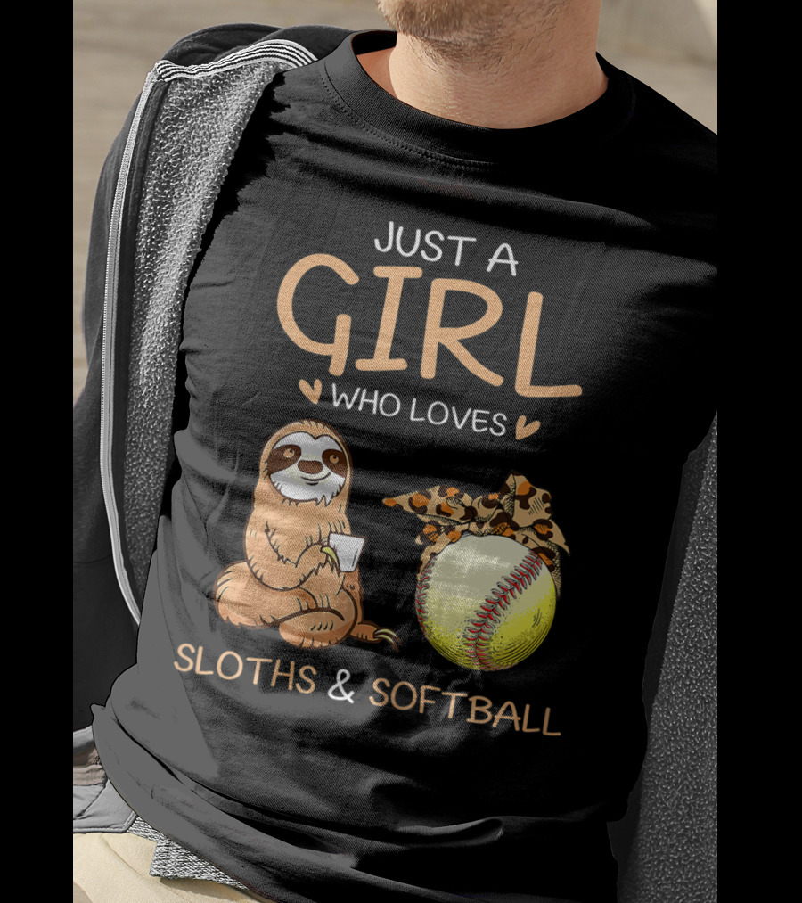 Just A Girl Who Loves Sloths And Softball T-Shirt