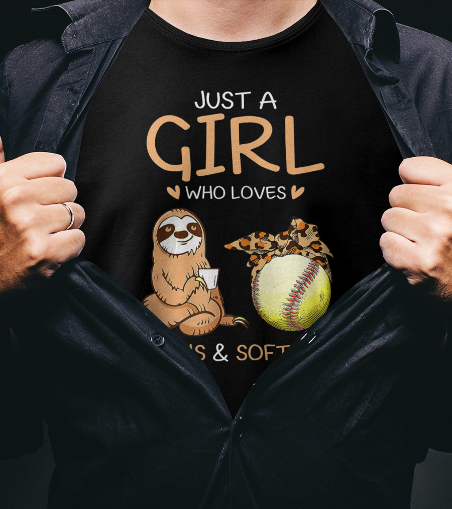 Just A Girl Who Loves Sloths And Softball T-Shirt