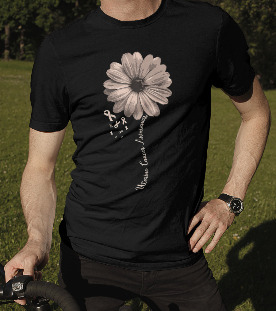 Uterine Cancer Awareness Flower Ribbon T-Shirt