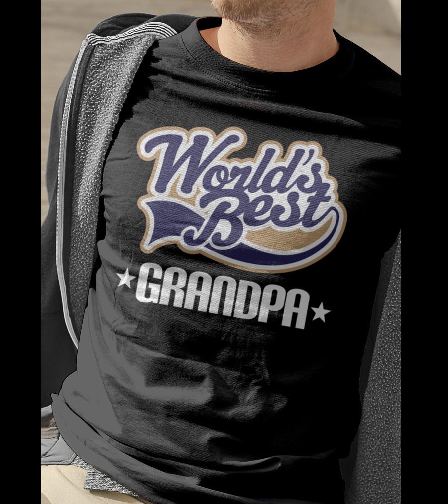 World's Best Grandpa Bold Vintage Style With Stars T-Shirt