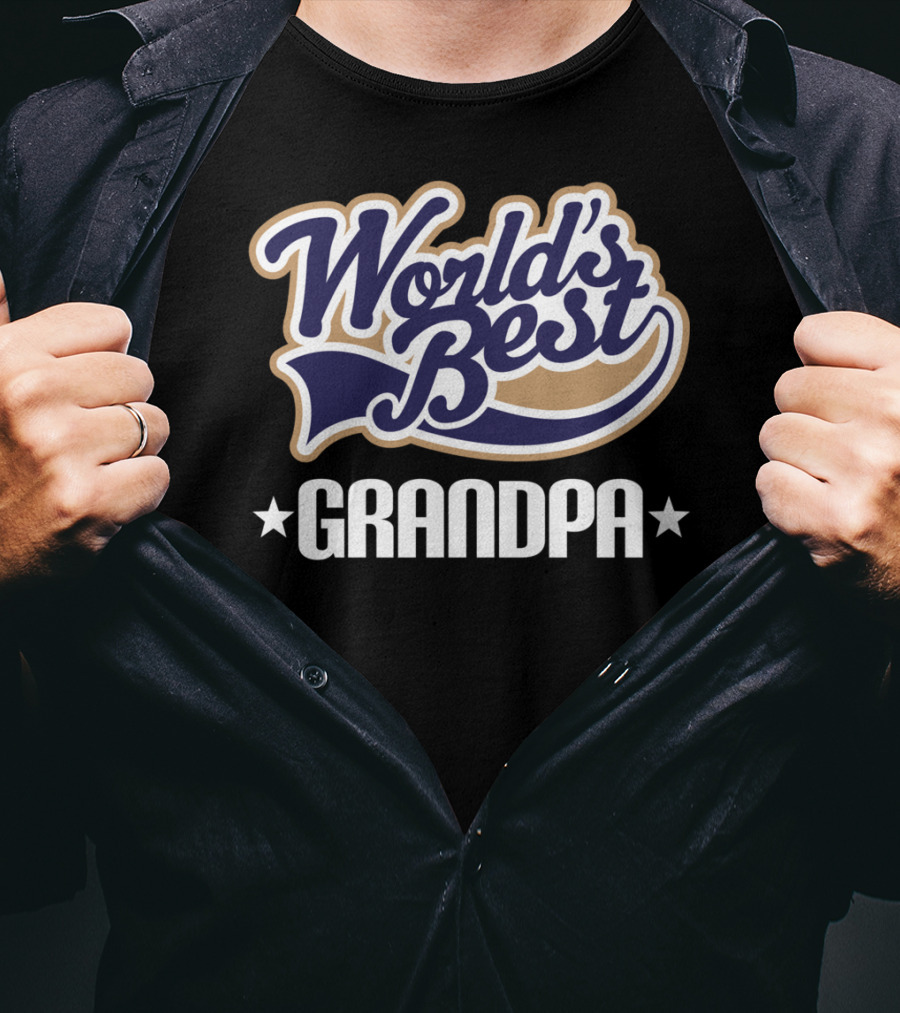 World's Best Grandpa Bold Vintage Style With Stars T-Shirt