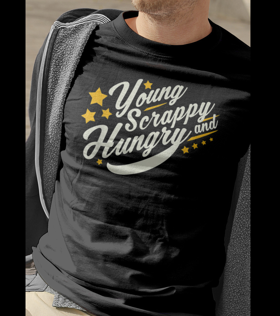 Young Scrappy And Hungry Starry USA Holiday T-Shirt
