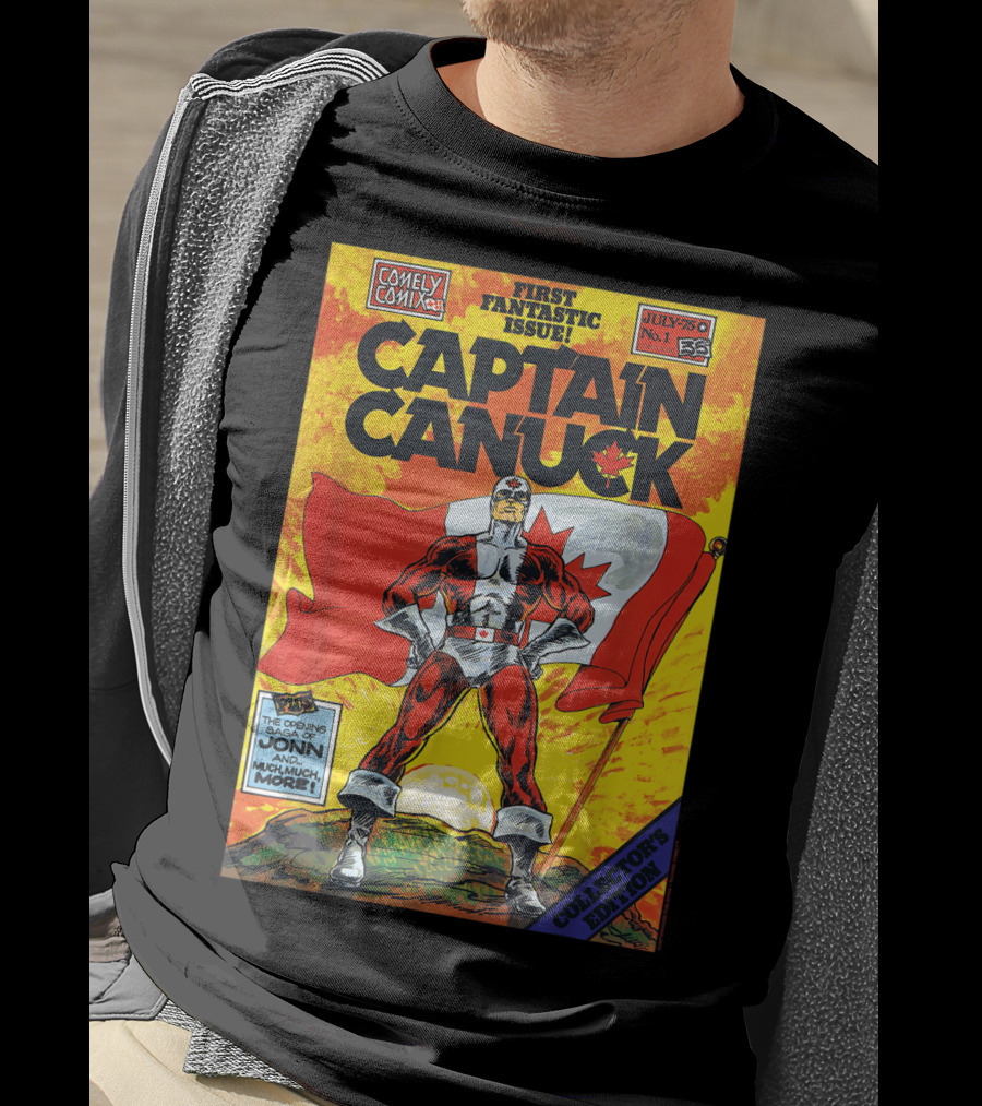 Comely Comix First Fantastic Issue Captain Canuck July 75 No. 1 Collector's Edition T-Shirt
