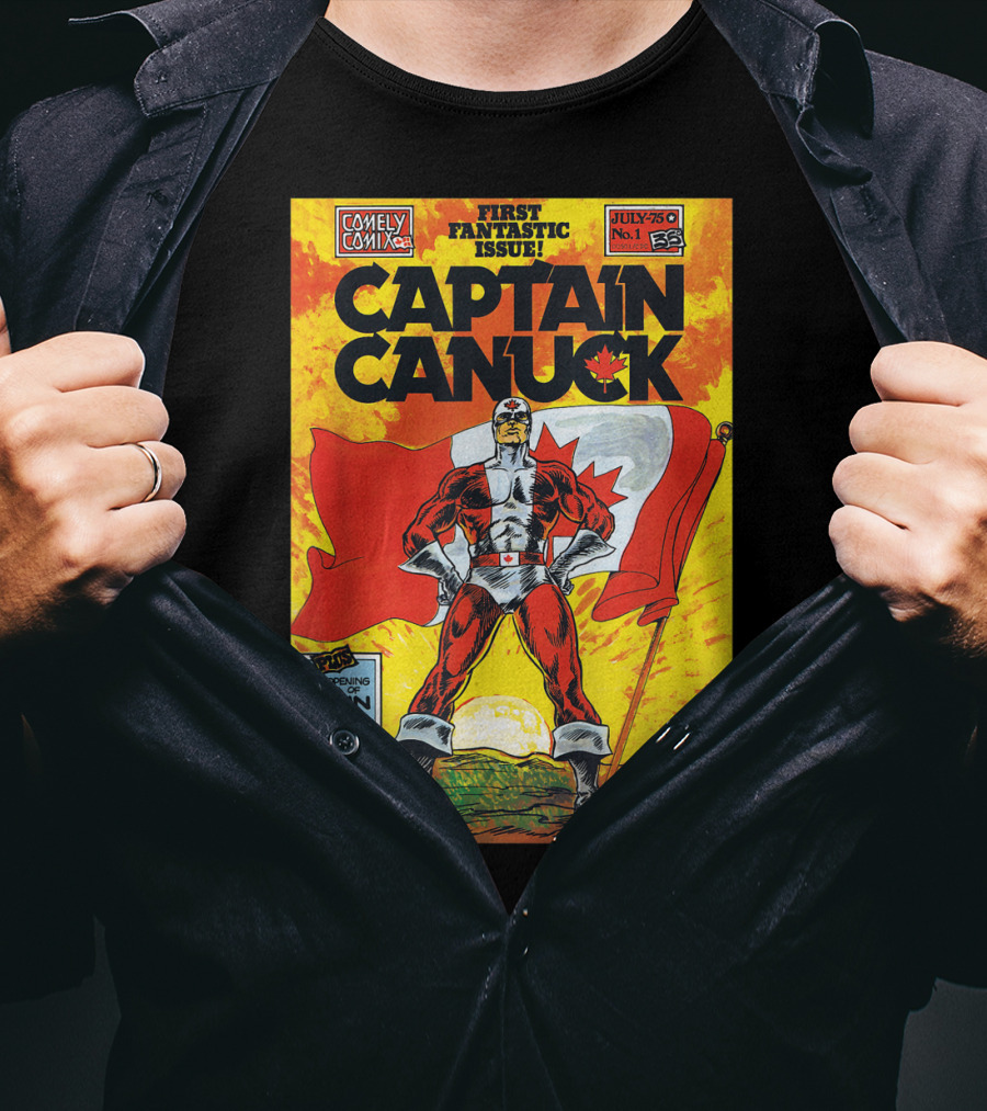Comely Comix First Fantastic Issue Captain Canuck July 75 No. 1 Collector's Edition T-Shirt