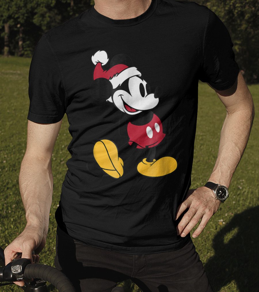 Disney Classic Mickey Mouse In Santa Hat T-Shirt