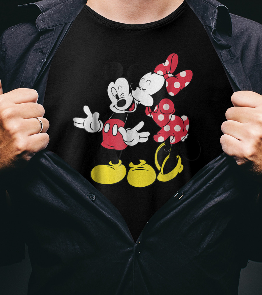 Disney Mickey And Minnie Mouse Classic Love Iconic Duo Bold Colors T-Shirt