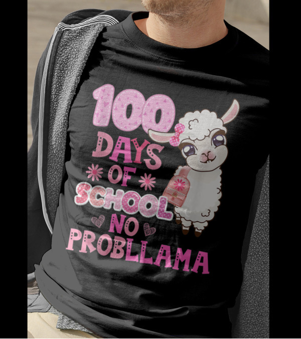 100 Days Of School No Probllama Cute Llama Backpack T-Shirt