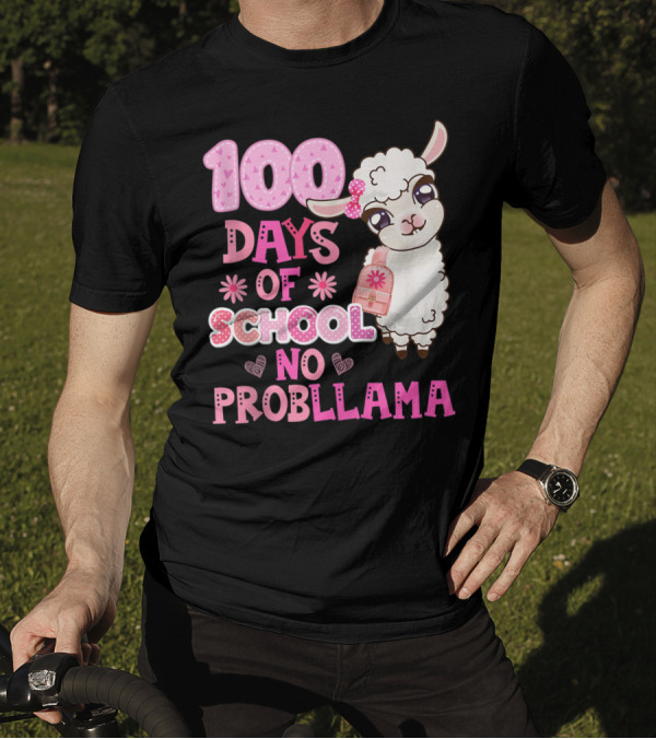 100 Days Of School No Probllama Cute Llama Backpack T-Shirt