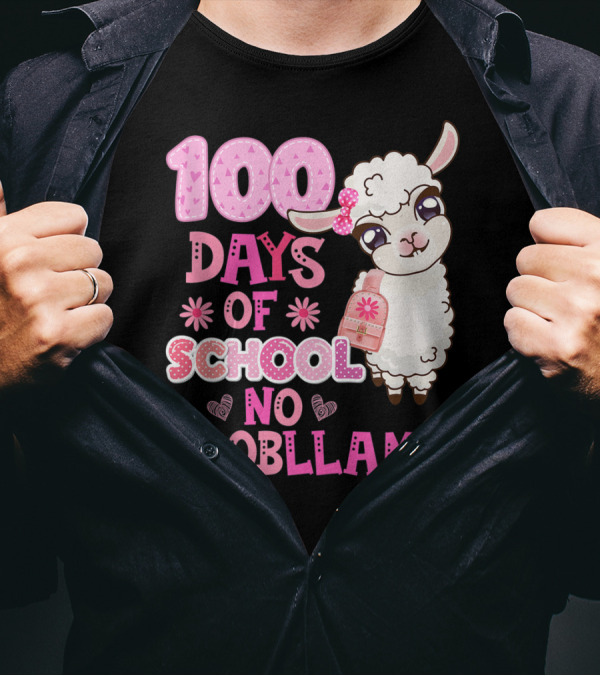 100 Days Of School No Probllama Cute Llama Backpack T-Shirt