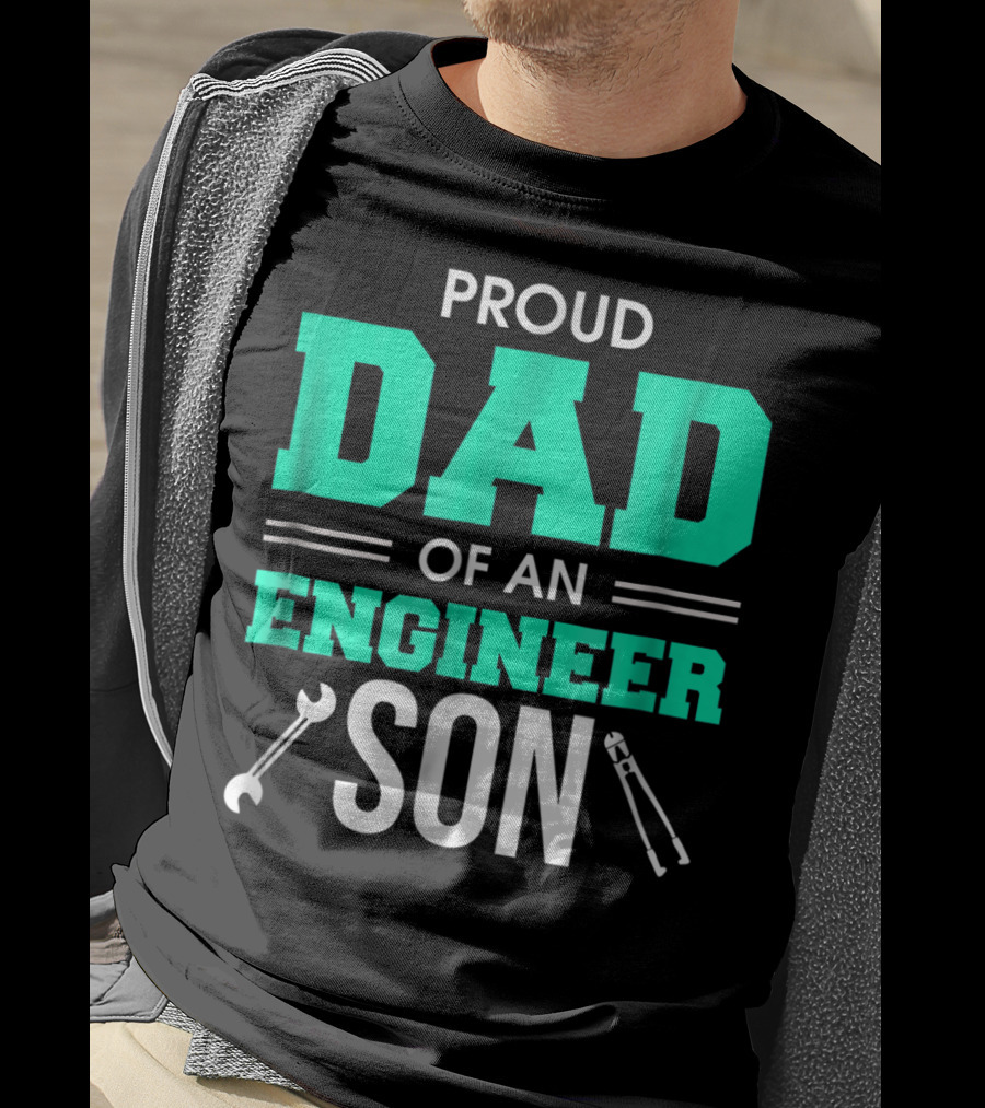 Proud Dad Of An Engineer Son With Wrench And Tool Icons T-Shirt