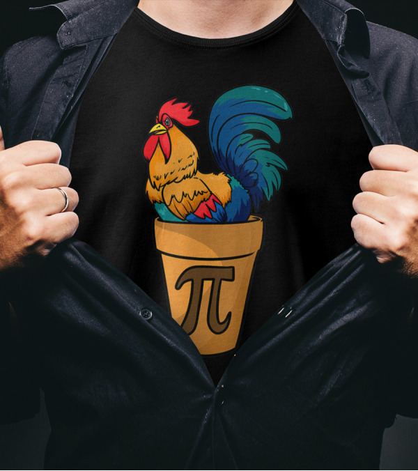 Chicken Pot Pi Funny Math Pi Day Rooster Humor T-Shirt