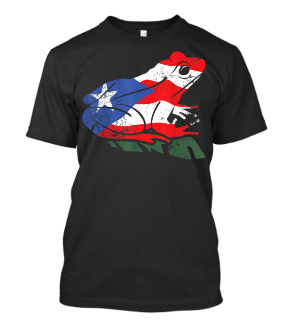 Distressed Style Puerto Rico Flag Frog Coquí Enchantment T-Shirt