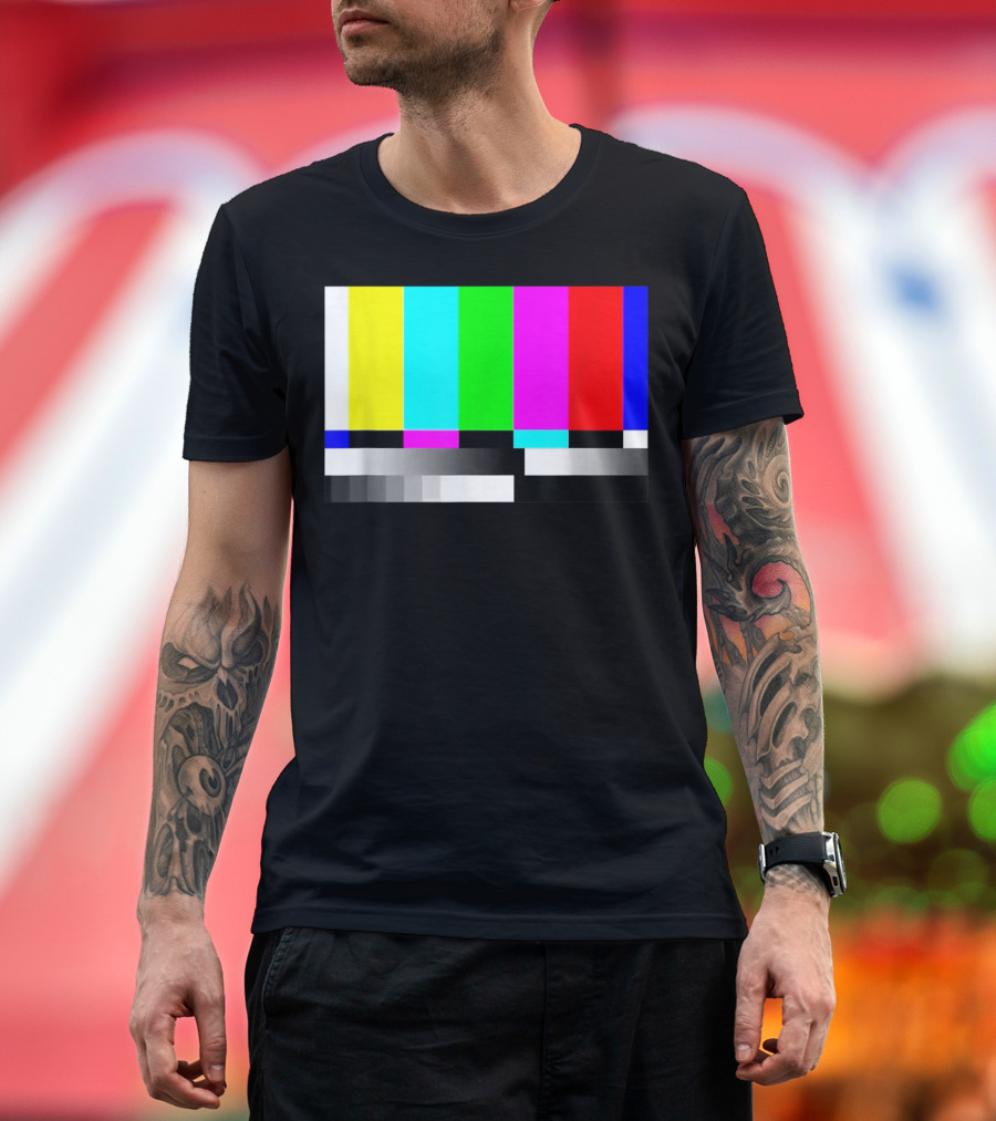 80's Vintage TV Static Color Bar Error T-Shirt