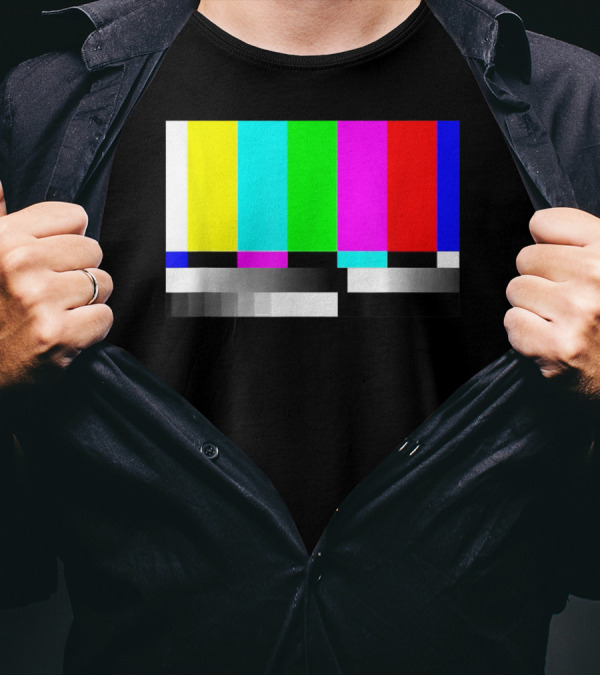 80's Vintage TV Static Color Bar Error T-Shirt