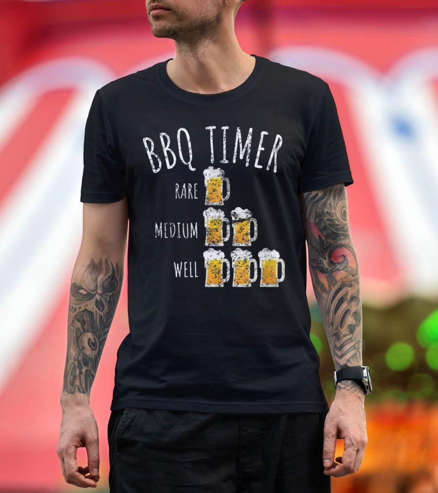 BBQ Timer Rare Medium Well Beer Drinking Funny Vintage Grilling T-Shirt