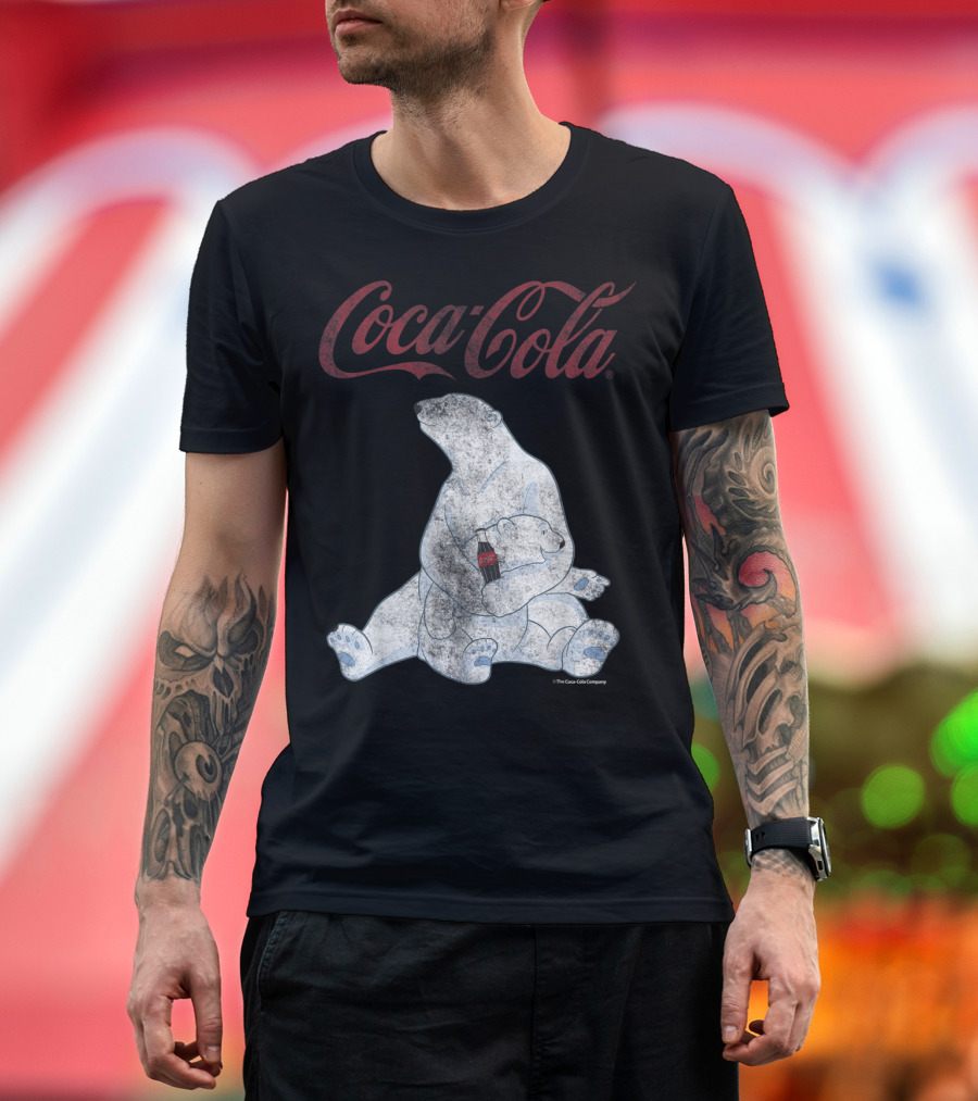 Coca Cola Vintage Faded Polar Bears With Bottle T-Shirt