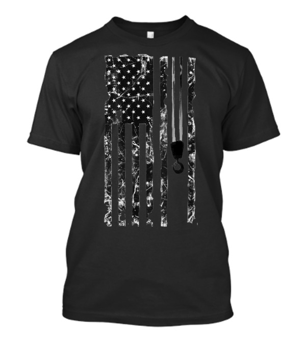 Crane Operator American Flag Hook Marble Effect T-Shirt