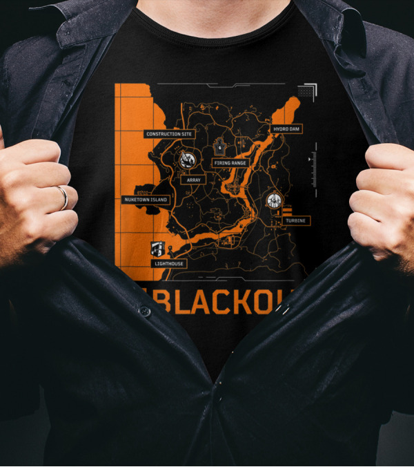 Blackout Map Call Of Duty Black Ops 4 Nuketown Island Hydro Dam Firing Range T-Shirt