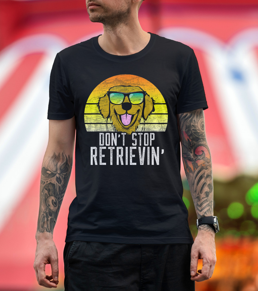 Golden Retriever Don't Stop Retrievin' Sunglasses Gradient T-Shirt