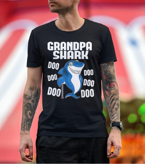 Premium T-Shirt: Grandpa Shark Doo Doo Doo Doo Family Matching T-Shirt Grandpa Shark Doo Doo Doo Doo Family Matching T-Shirt
